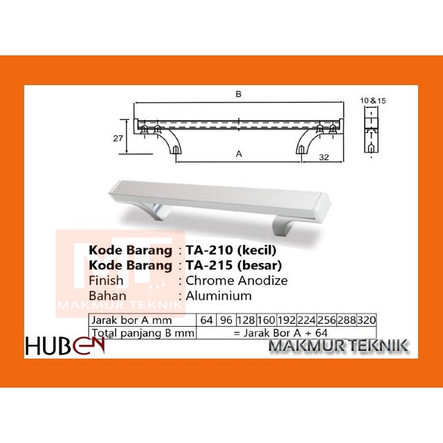 Tarikan laci Tarikan pintu Huben TA 215