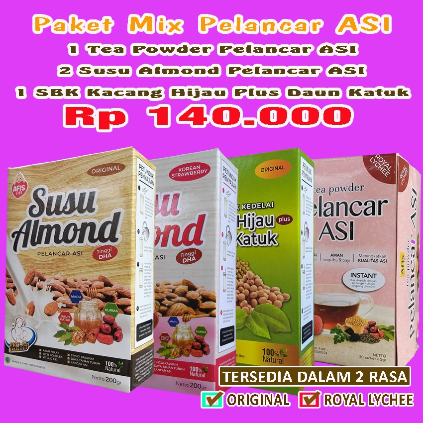 Jual Paket Mix - Isi 2 Box Susu Almond, 1 Box Teh Powder Pelancar ASi ...