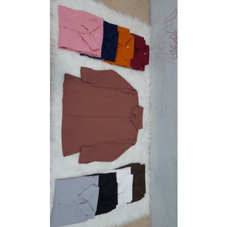 Kemeja wanita Casual Jumbo Lengan Panjang Polos Putih Basic Kerja Aurel Giovani-8