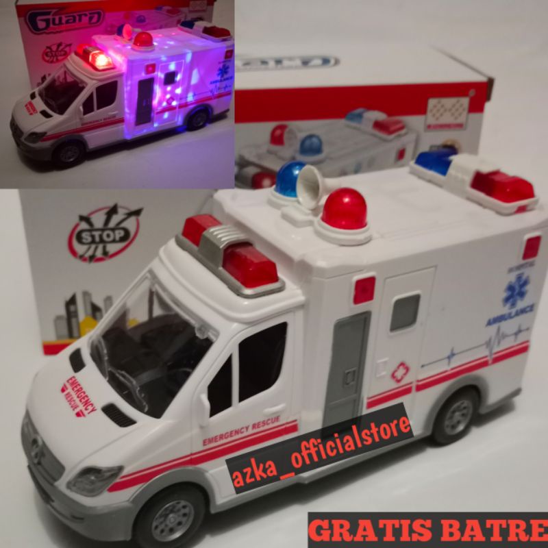 Mainan mobil ambulance bump go nyala dan bunyi murah
