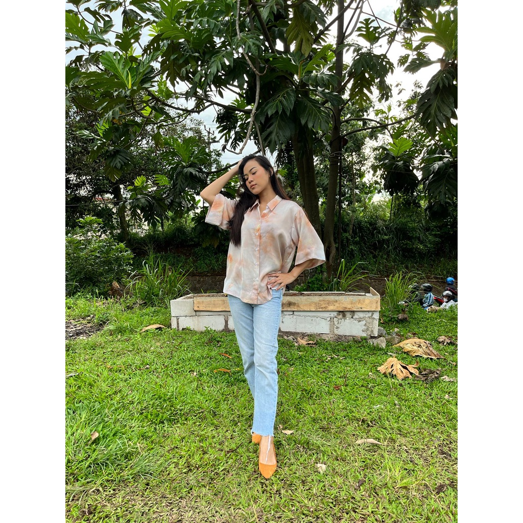 HM OVERSIZE TIE DYE SHIRT / kemeja HM original