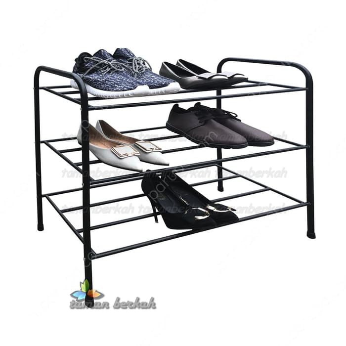 Krisbow Rak Sepatu 3 Tingkat 3 Tier Shoe Rack 72x30x55cm Black Shopee Indonesia