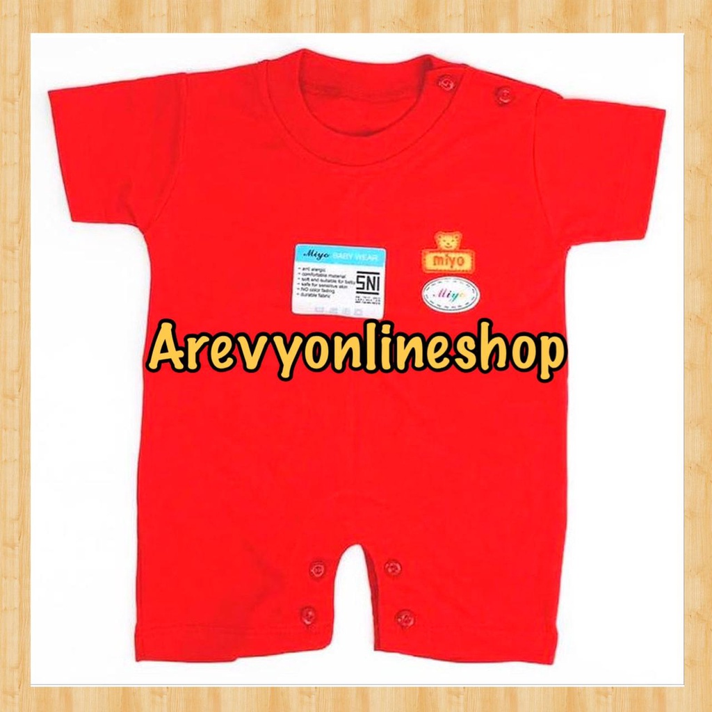 MIYO Baju Kodok Segiempat Jumper Bayi/Baby 0-3M Newborn Merah Polos / Romper Baby 2-5 kg Baju Bayi Perlengkapan Bayi