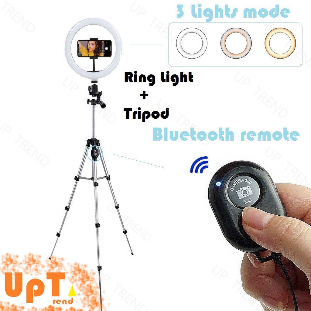 TRIPOD BLUETOOTH PLUS REMOTE/PAKET RINGLIGHT TRIPOD + RINGLIGHT LED Ukuran 16CM/20CM/26CM/30CM