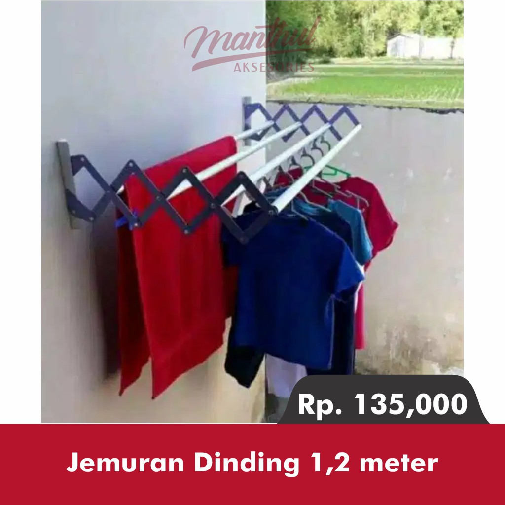 Jemuran dinding baju dan handuk  1,2 meter