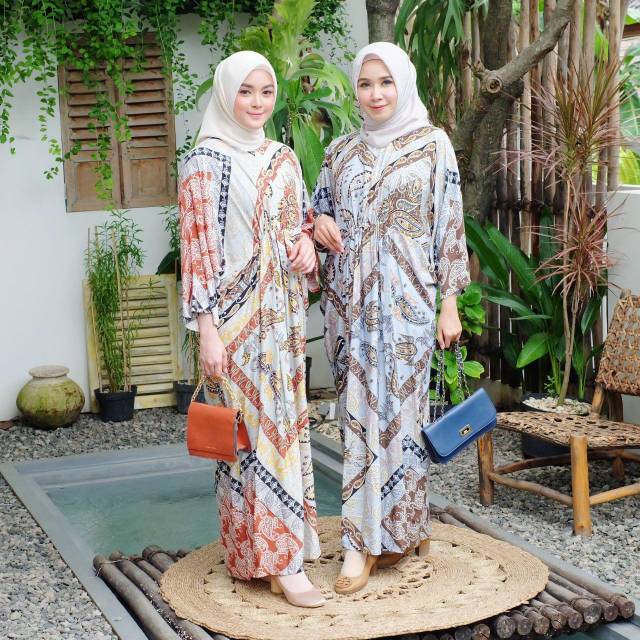 DWIHANDHA ABSTRAK KAFTAN BAJU  LEBARAN  WANITA MUSLIMAH 