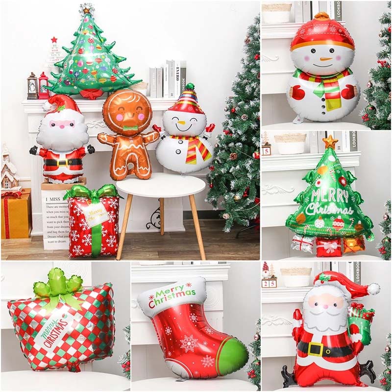 Balon Foil Tiup Desain Santa Reindeer Snowman Giant Untuk Dekorasi Pesta Natal