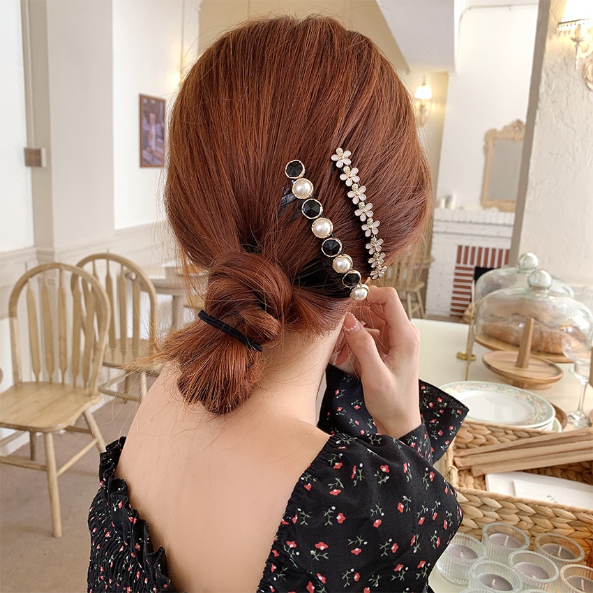 Fashion Pearl Rhinestone Hair Comb Temperament Insert Comb for Women Hair Accessories