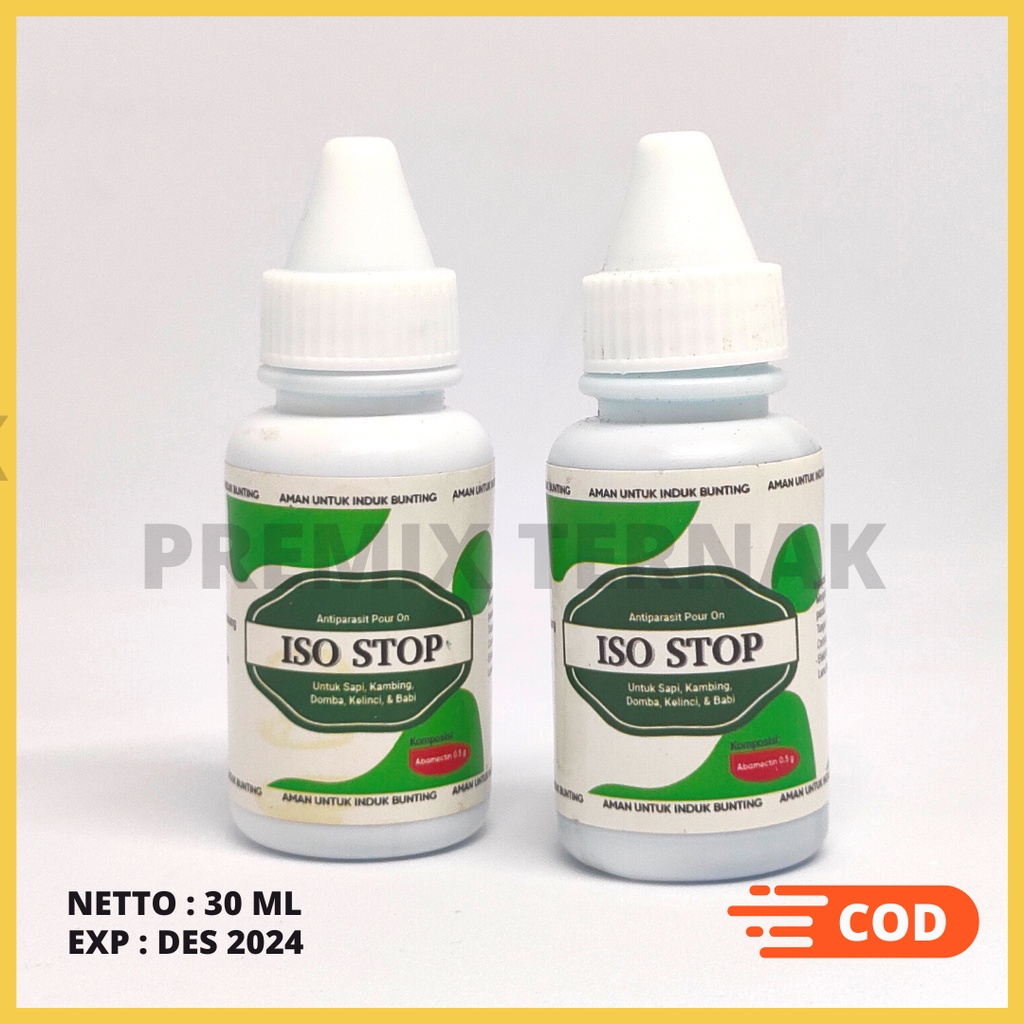 ISO STOP 30ml - Like Pramectin RV - Obat Antiparasit Tetes Kutu dan Gudik Domba Kambing, Sapi, Babi dan Kelinci