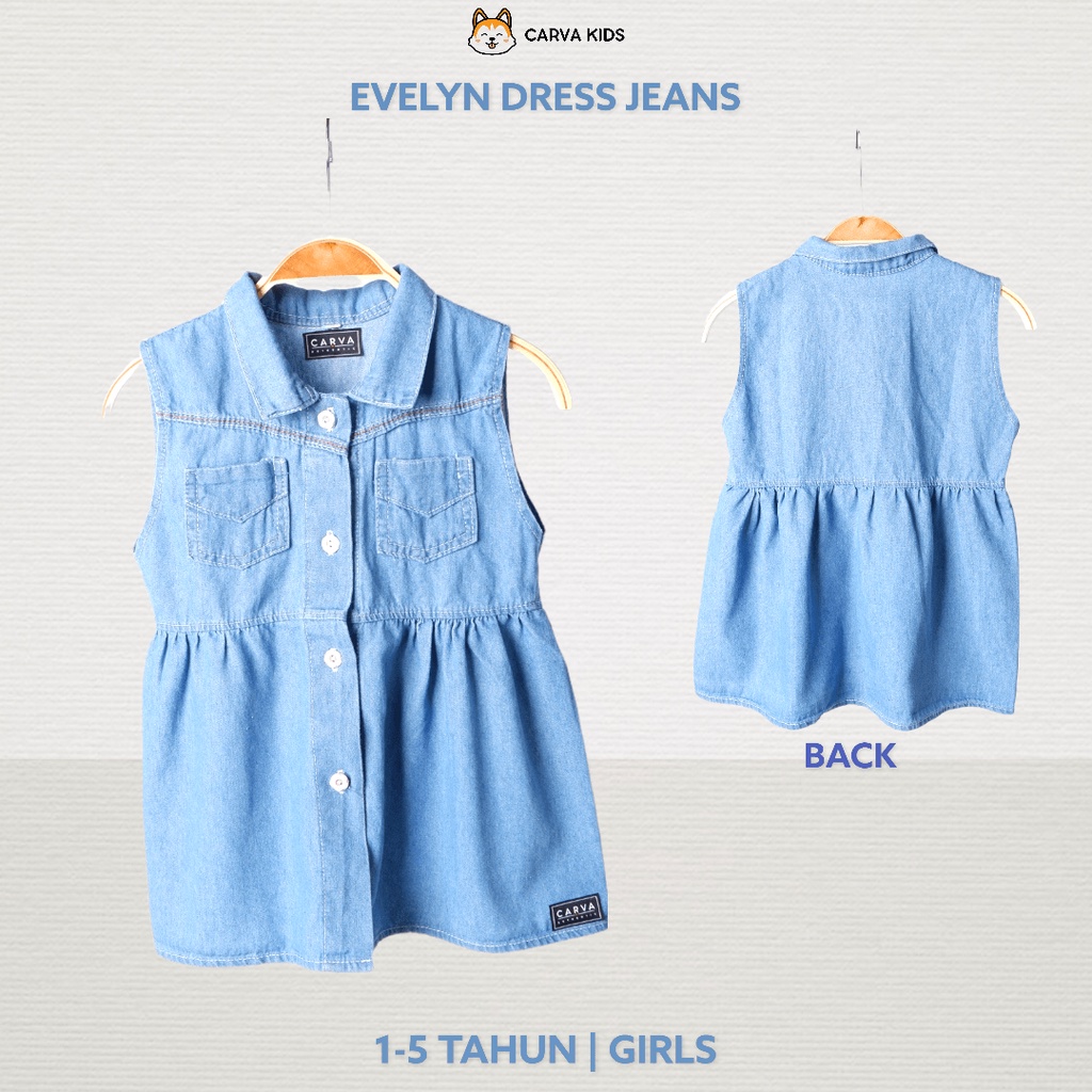 DRESS CARVA SOFT JEANS ANAK PEREMPUAN BAYI EVELYN IMUT LUCU BEST SELLING TERMURAH