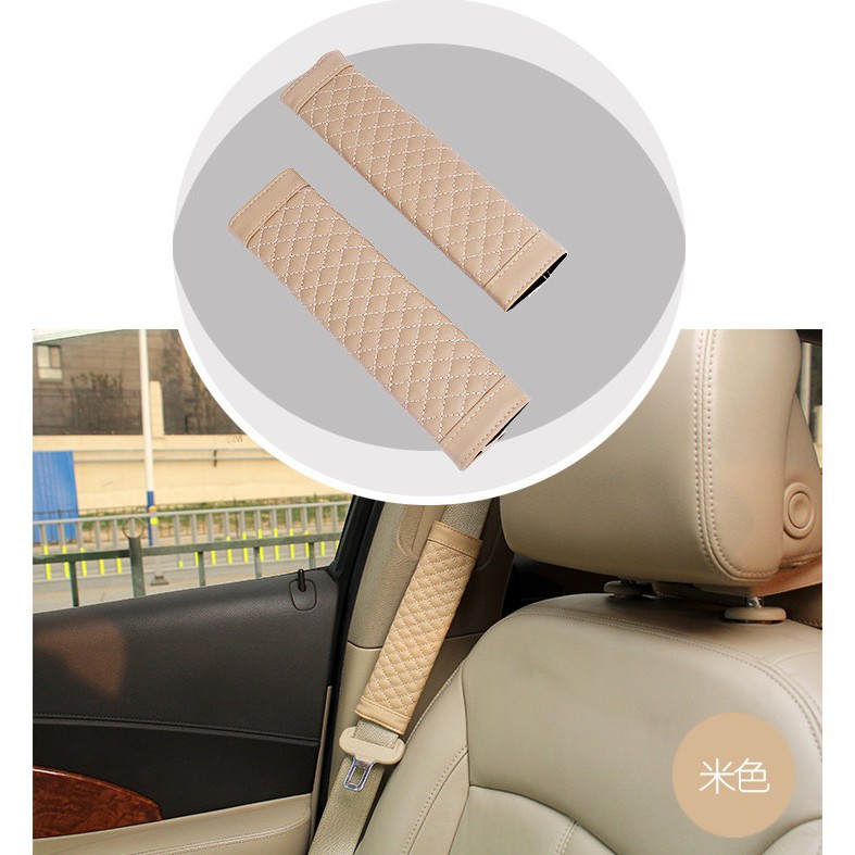 POLOS SINGLE TONE MOTIF SILANG Sarung Cover Safety Belt Sabuk Pengaman Kulit Sintentis 1set/pasang