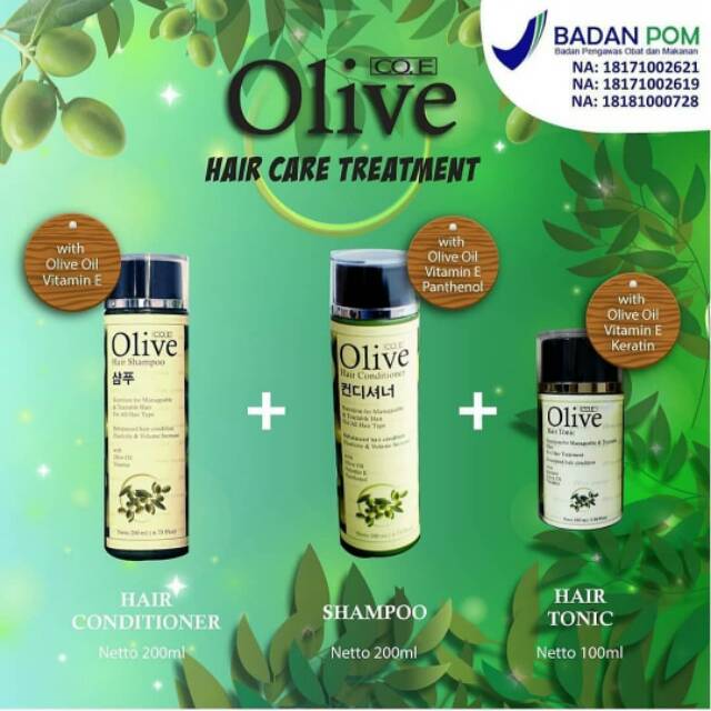 PAKET OLIVE HAIR TREATMENT - OLIVE SHAMPOO + CONDITIONER + TONIC BPOM