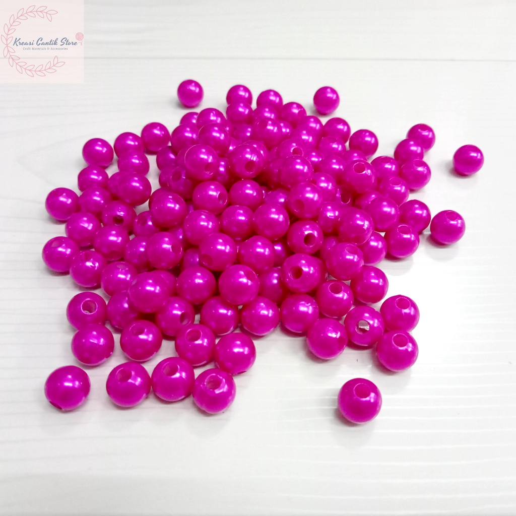 Manik-Manik / Mote Mutiara / Manik Bulat / Manik Mutiara 8mm Warna - Pink Fanta