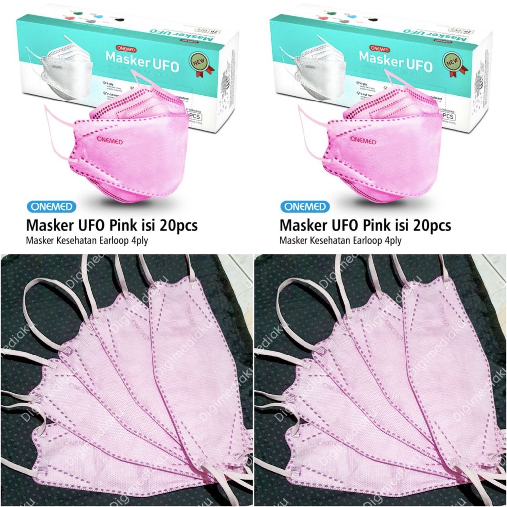 Masker Medis UFO Pink 3D OneMed 4ply Box isi 20pcs