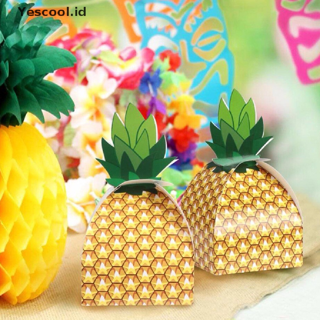 【Yescool】 12pcs candy boxes paper pineapple gift bag beach wedding decor party supplies .