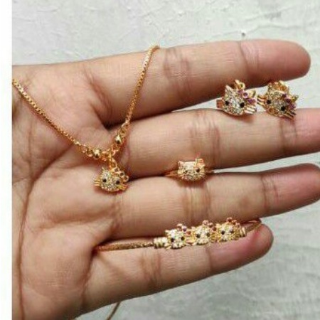 4in1 Set Anak Perhiasan Anak Karakter Hello Kitty Permata
