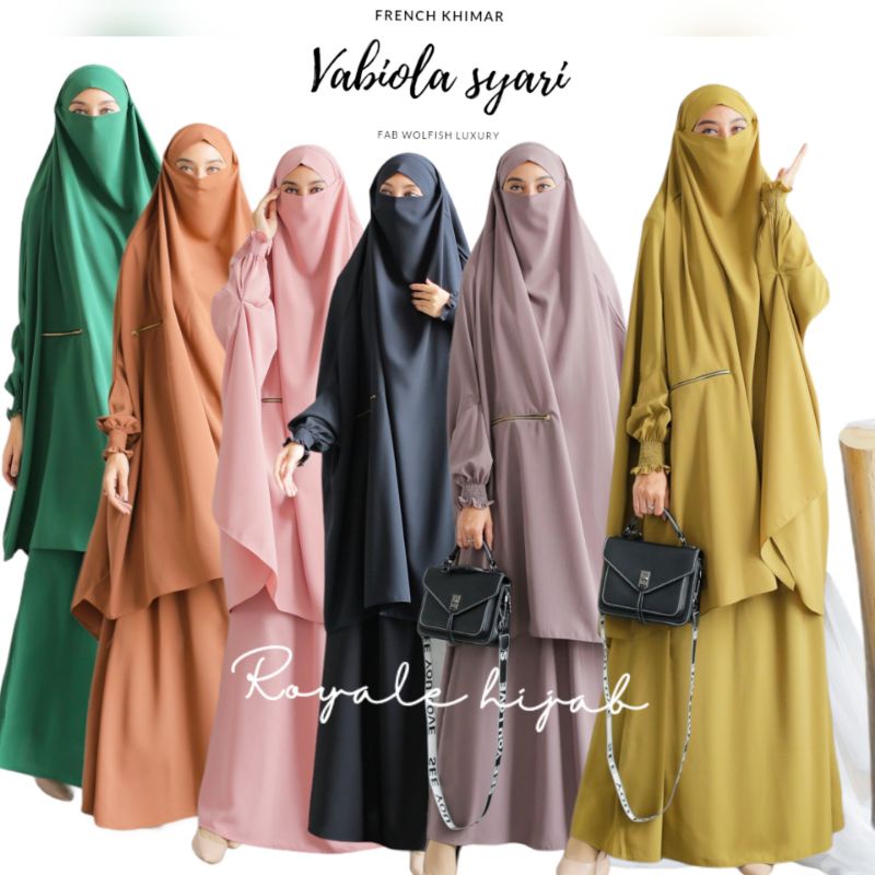 VABIOLA SYARI FRENCH KHIMAR + ROK+CADAR TALI