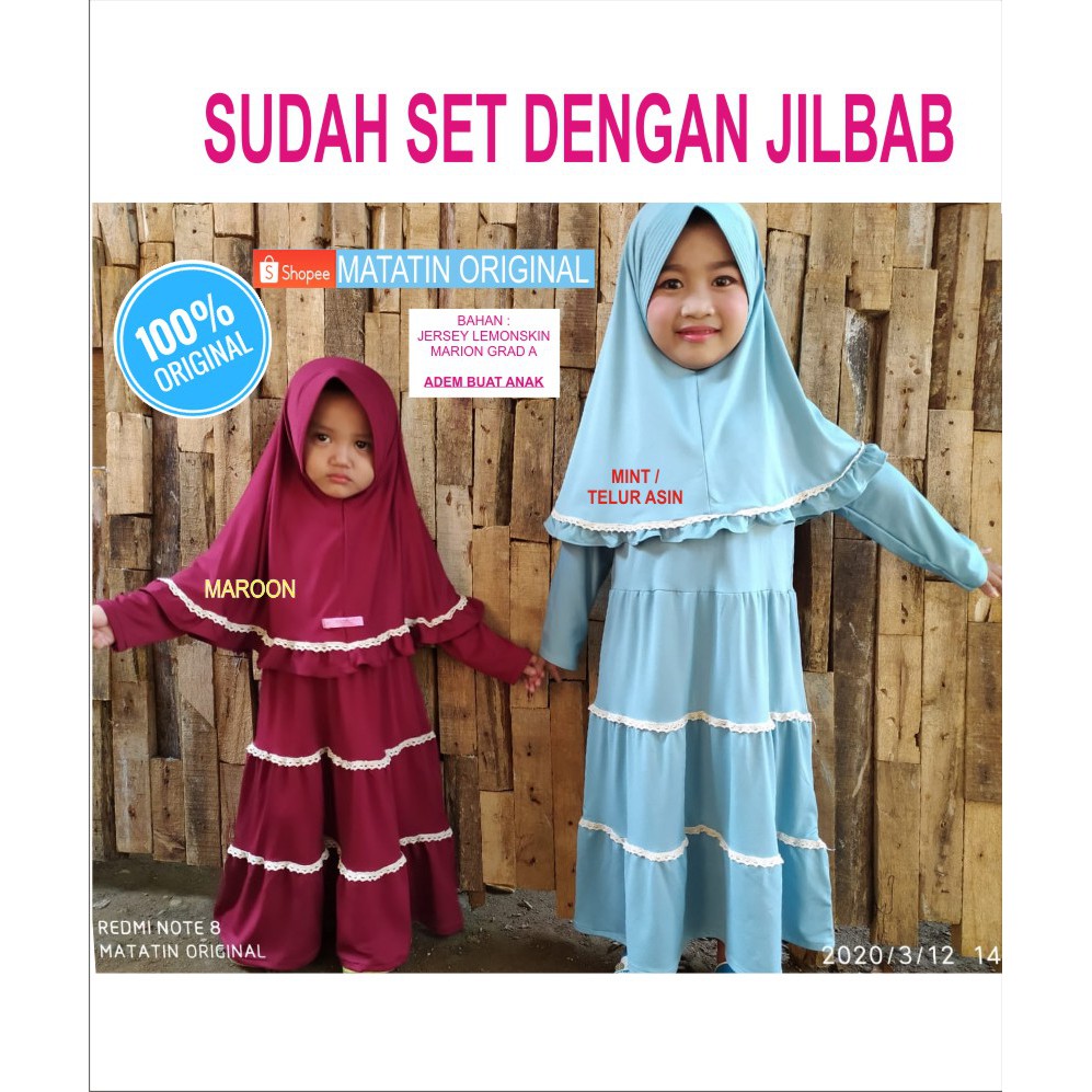Gamis Renda susun anak perempuan / Gamis anak syari set jilbab