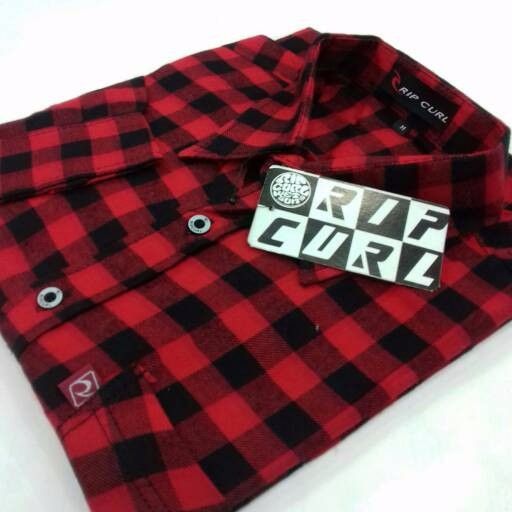 Kemeja Flanel Ripcurl Merah Hitam Flanel Murah Kemeja Grosir PALING MURAH
