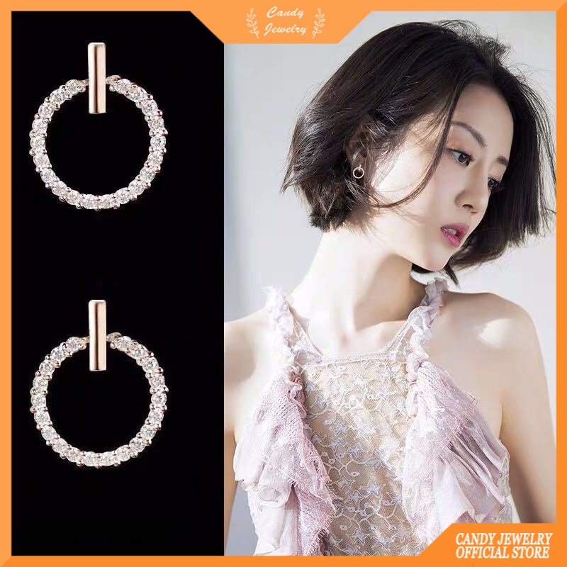 Anting Stud 925 Silver Needle Zircon Gaya Korea Hypoallergenic