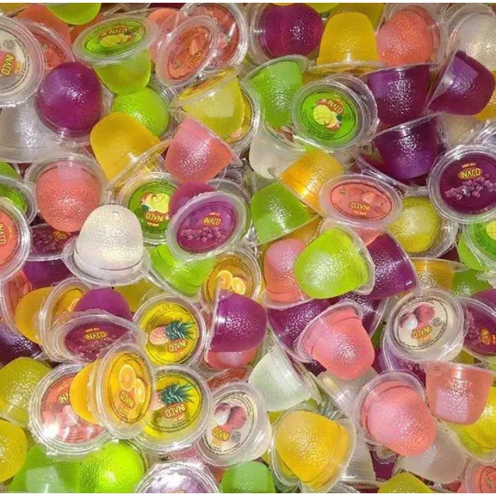 

INACO MINI JELLY MIX FRUIT WITH NATA DE COCO UKURAN 500g dan 1kg.