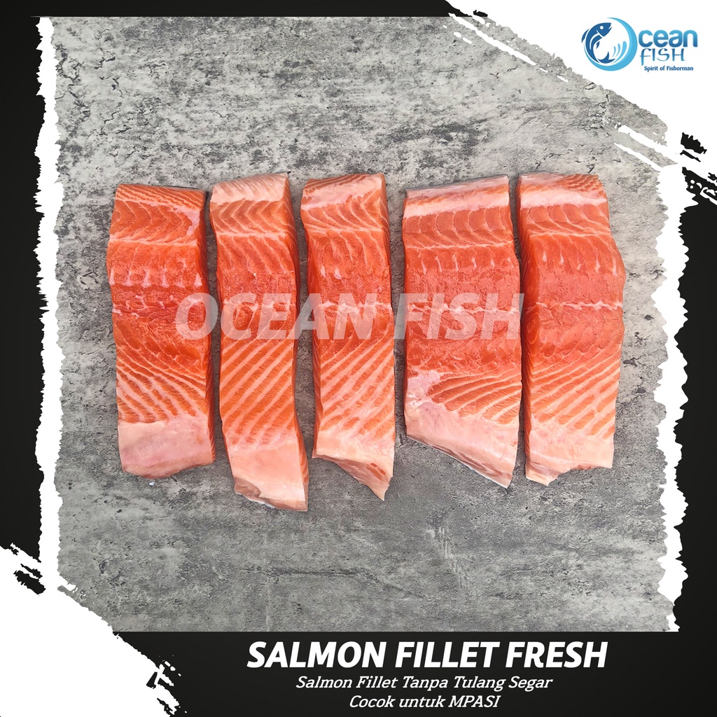 Salmon Fillet Segar 1kg / Fillet Salmon Portion Sashimi Grade Fresh / Ikan Salmon Segar Fresh Grade