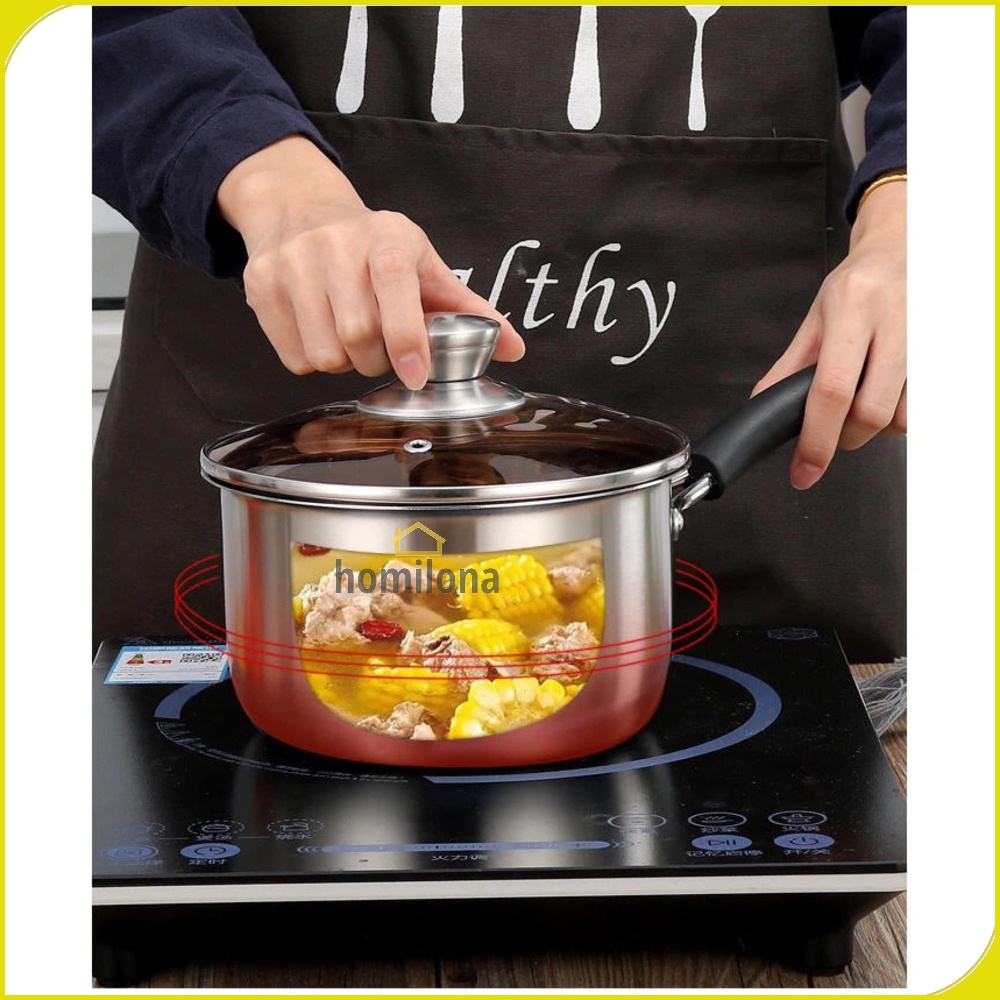 Panci Masak Soup Milk Pot Stainless Steel 18cm - SI LAI FU KC0406 - Silver