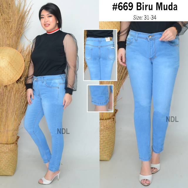 Celana stretch cewek bahan sof jean's Lembut size 27-34