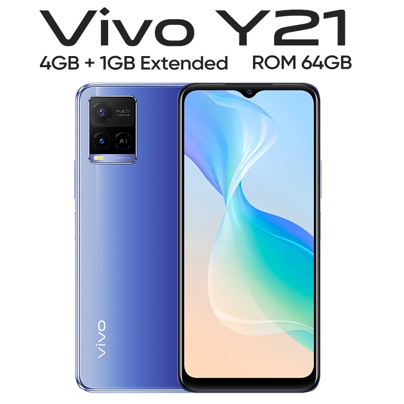 Vivo Y21 RAM 4GB+1GB ExtenDed ROM 64GB GARANSI RESMI Handphone vivo hp vivo y20 terbaru hp vivo y21 murah promo bisa cicilan bisa COD gratis ongkir vivo y21t y20-Y21 4/64 biru