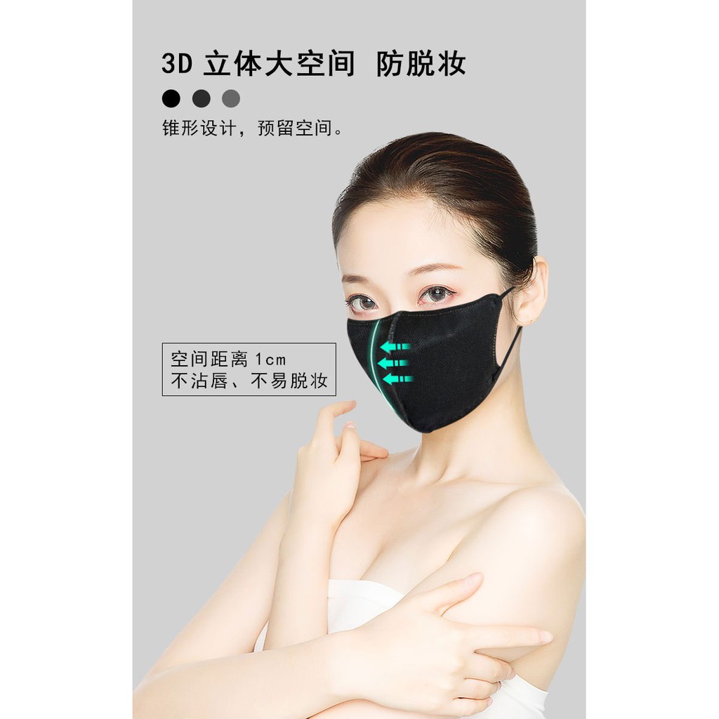 Masker Duckbill 3D Hitam Black 3 ply Mask Earloop 1box isi 50Pcs