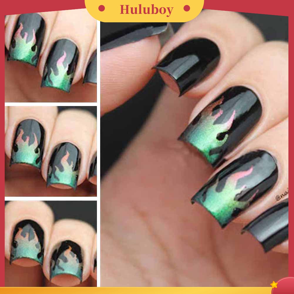 Huluboy Huluboy♡ Stiker Kuku Motif Print Api Laser Untuk Dekorasi Manicure