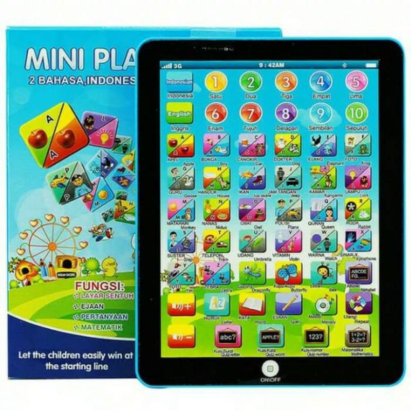 play pad mini 2bahasa indonesian english/mainan playpad/mainan edukasi belajar huruf dan angka