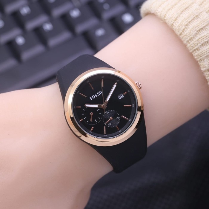 JAM TANGAN WANITA | FS TALI RUBBER TANGGAL AKTIF CHRONO 0FF