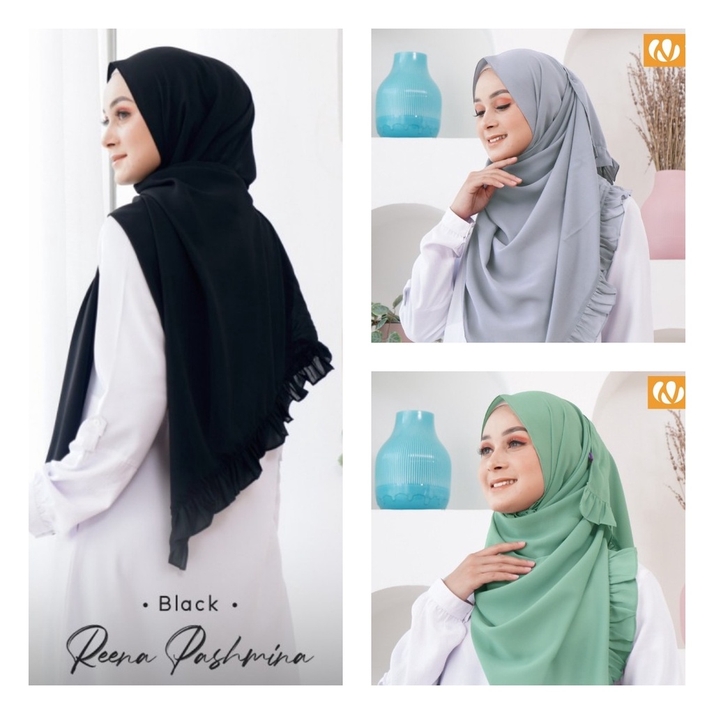 REENA PASHMINA ORIGINAL BY NIBRAS HIJAB KERUDUNG JILBAB PANJANG BAHAN DIAMOND CHIFFON SIFON CERUTY P