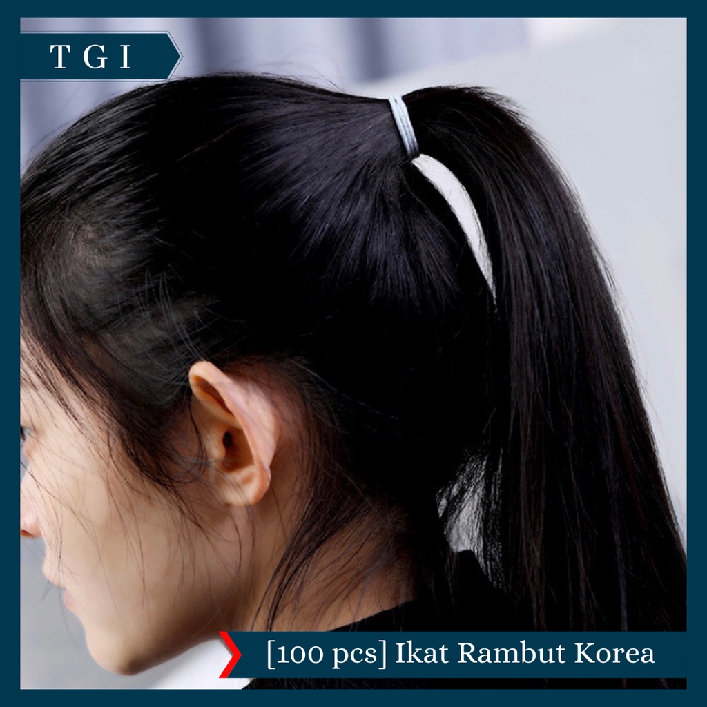 TGI - [100 PCS] IKAT RAMBUT KOREA MURAH FREE TAS ZIP LOCK | IKAT KARET RAMBUT ELASTIS WARNA POLOS