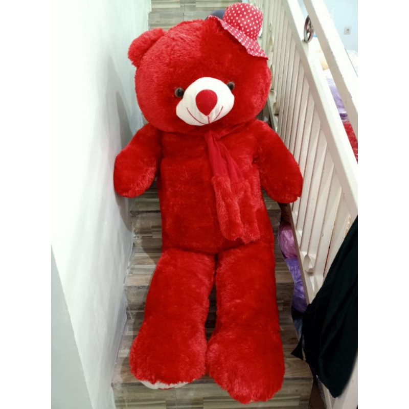 boneka bear topi syal super jumbo 2 meter