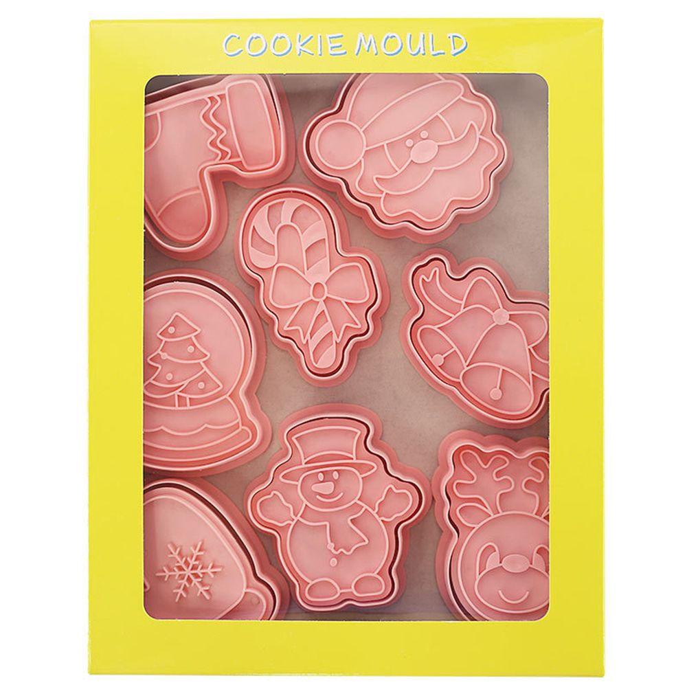 R-FLOWER Cookie Cutters 3D Untuk Bayi Anak Tema Natal Cookie Stamp Kartun Pressable Baking Tools