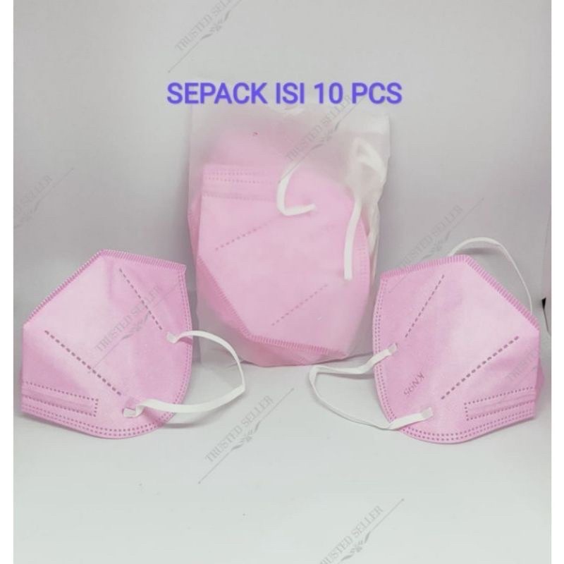 (1 PACK) MASKER KN95 IMPORT WARNA SOFT PINK ISI 10pcs