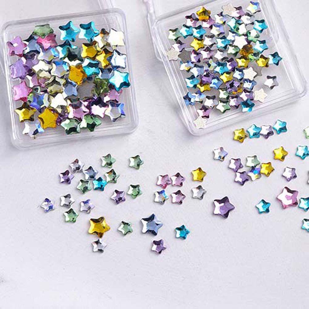 Agustinina Stars Nail Art Rhinestones Bintang Jepang Bor Kuku Fashion Manikur Aksesoris Perhiasan Kuku 3D