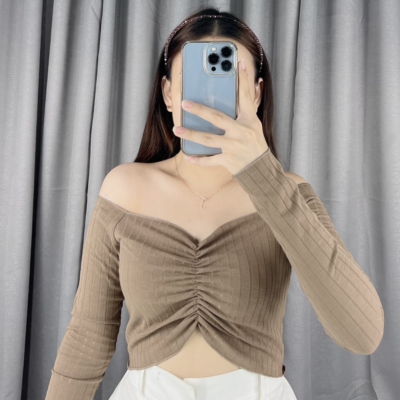 Sabrina long sleeve kerut tengah rib | Sabrina longsleeve