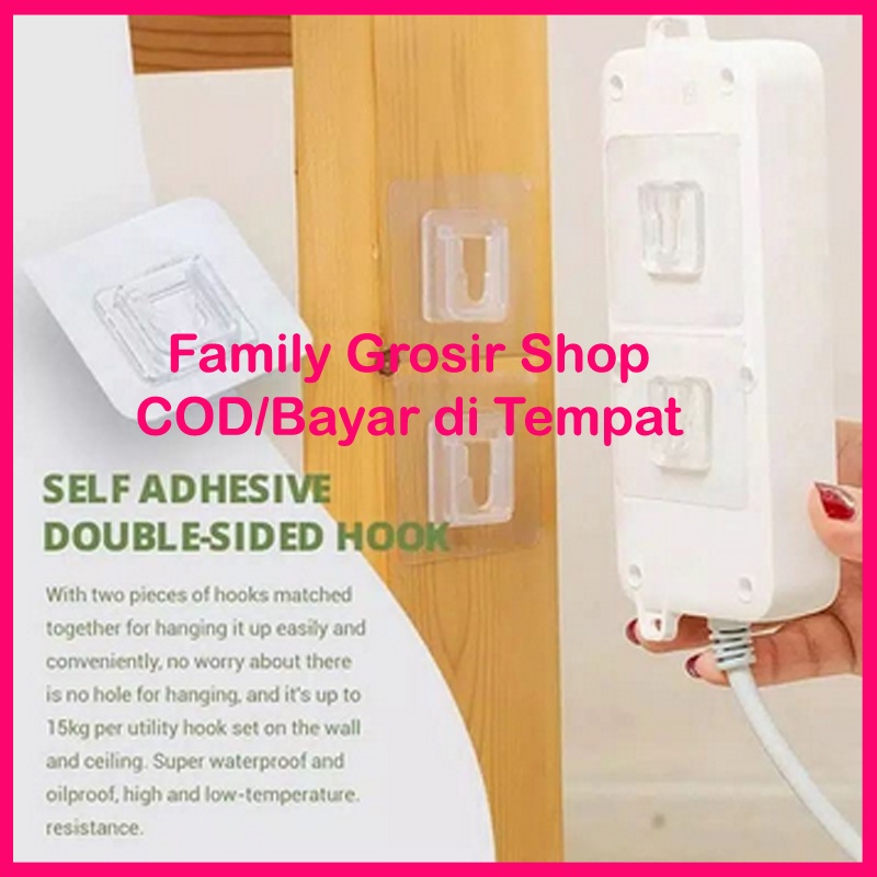 1 Pasang GANTUNGAN TEMPEL SOCKET HOOK TRANSPARAN Gantungan Male Female