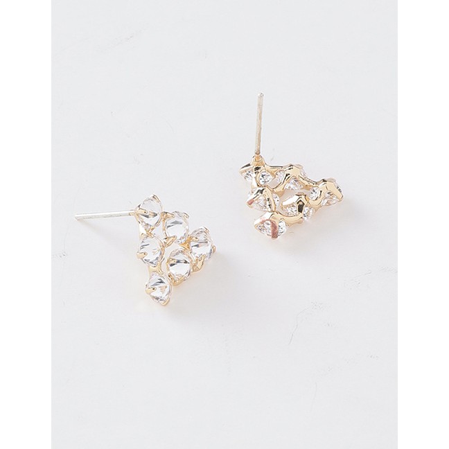 LRC Anting Tusuk Fashion Golden 925 Silver Pin Geometric Zircon Triangle Earrings D59677
