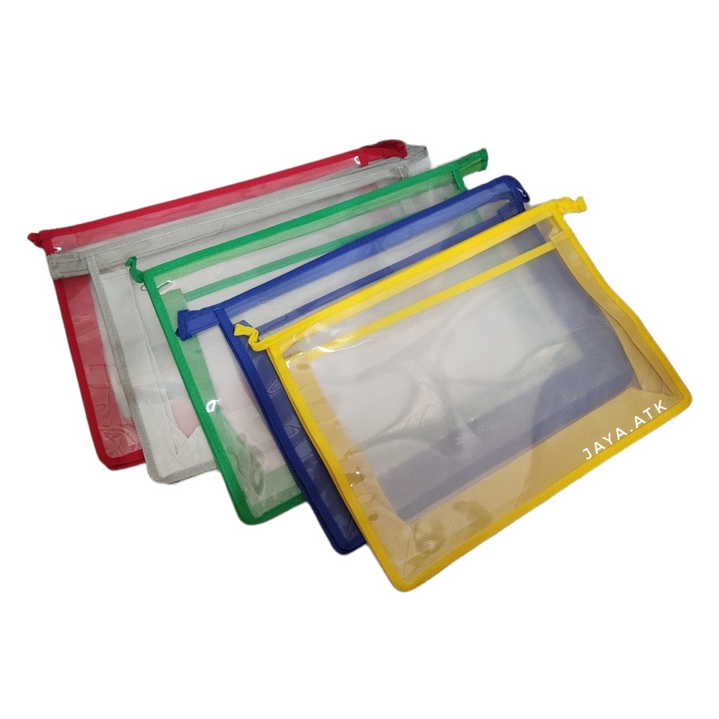 MAP ZIPPER SLETING JARING FOLIO F4 DOKUMEN KEEPER ORGANIZER TENTENG WARNA MURAH