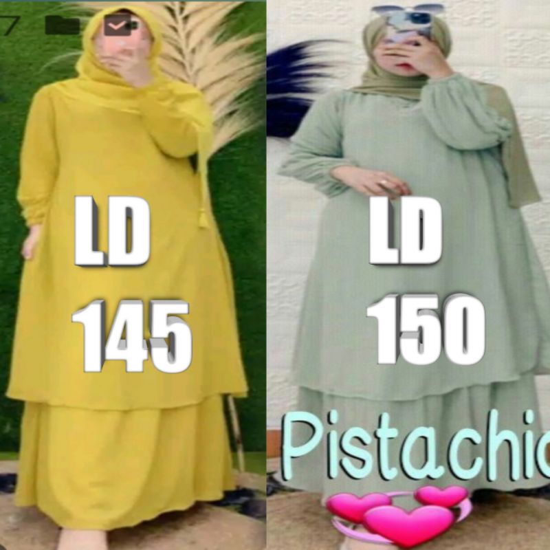 Gamis Malaysia Couple Ibu Anak Jumbo Ld 145 - 150 Baju Kurung Malaysia Seragam Keluarga