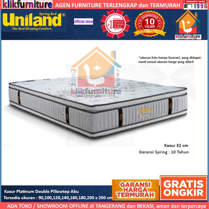 Kasur / Matras Platinum Double Pillowtop Uniland Springbed - Abu