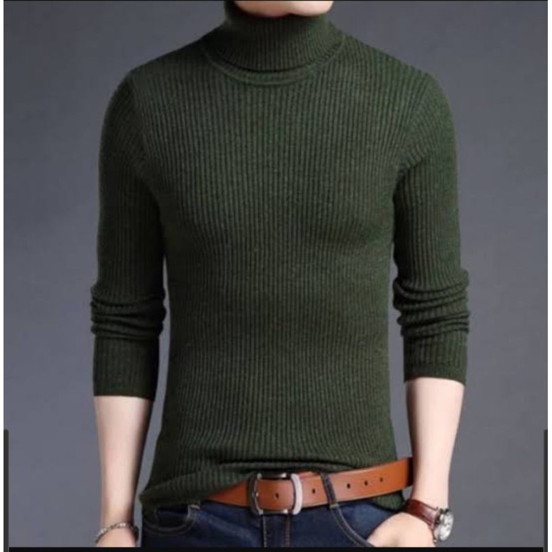 TS - 66104 Sweater Rajut Kerah Tinggi Cowo  Roll Neck Man Daleman Jas-66104 - ARMI