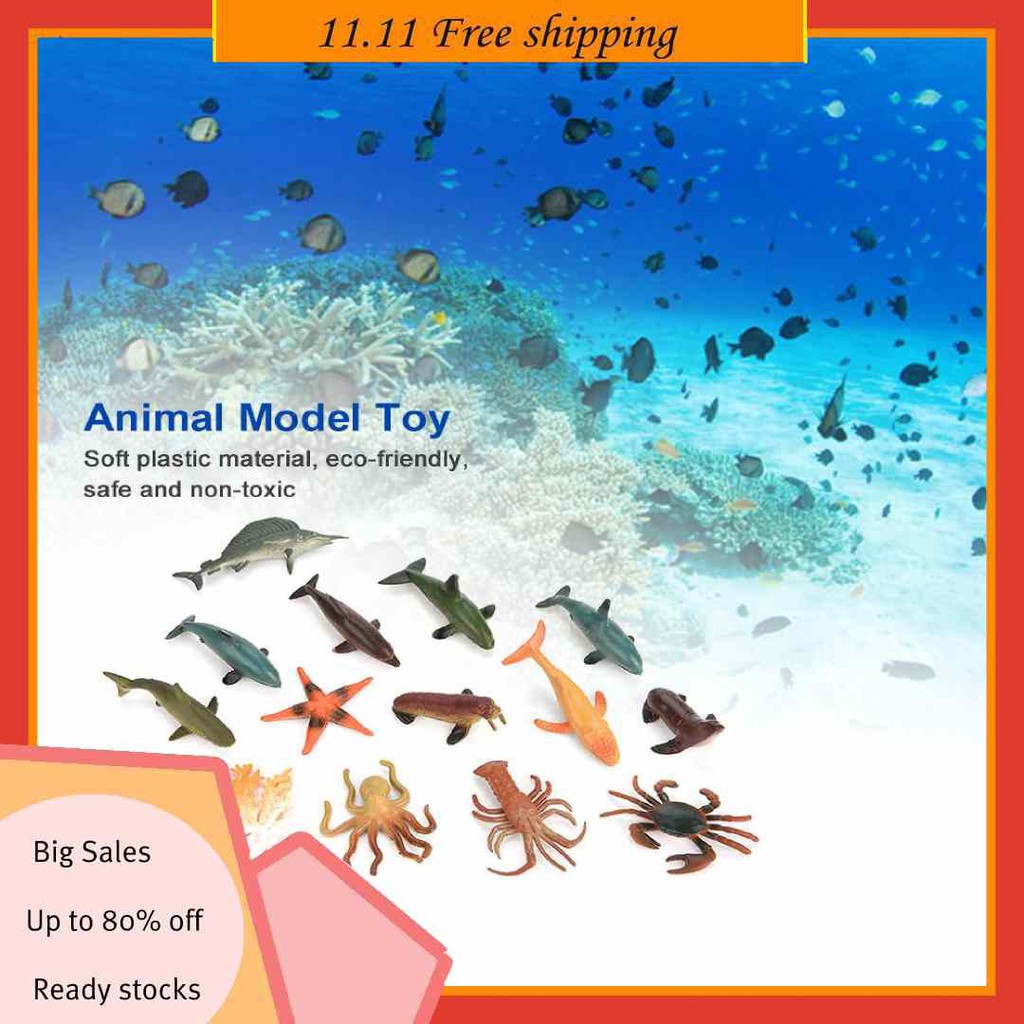 Bayar Di Tempat 12pcs Set Hewan Laut Plastik Untuk Edukasi