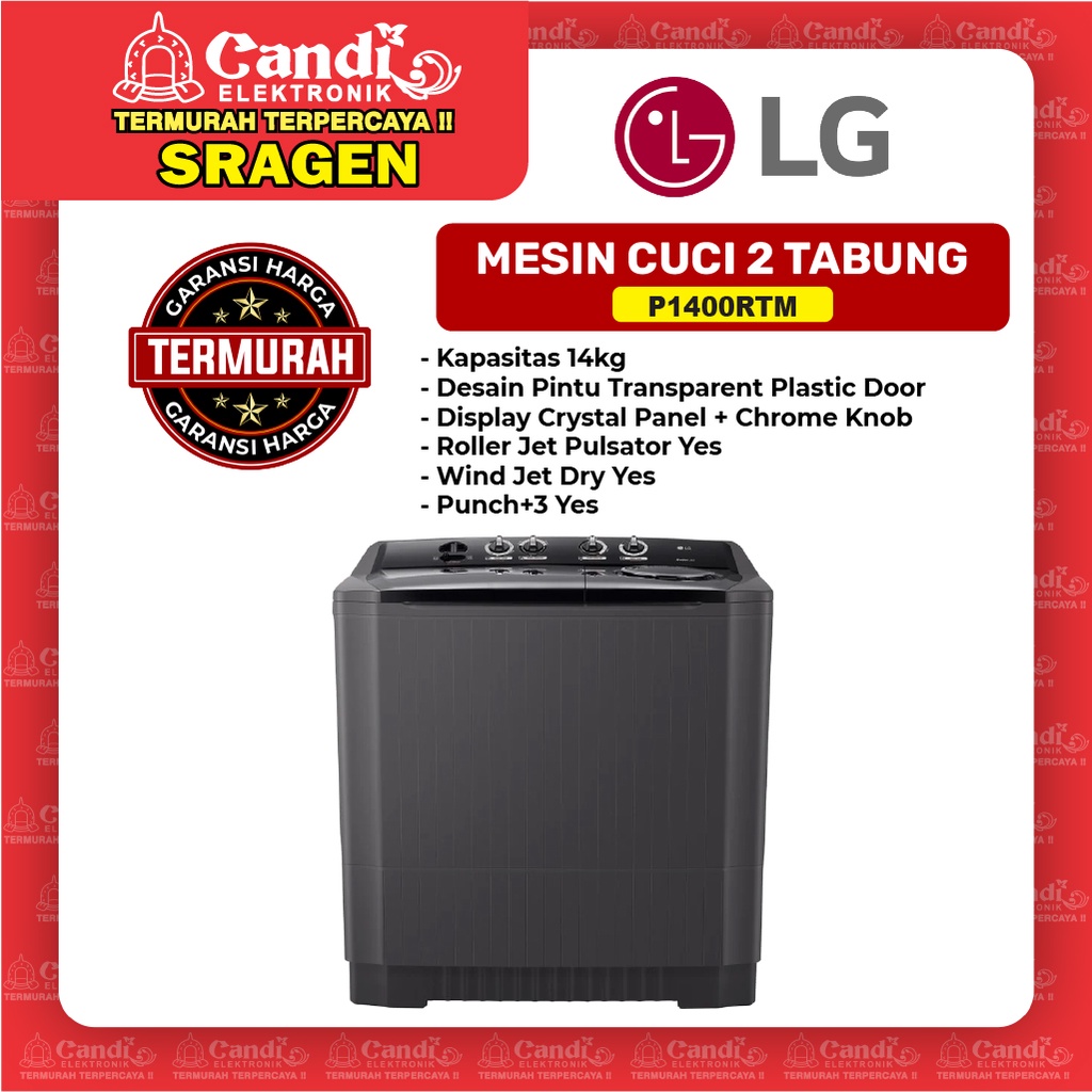 Jual LG MESIN CUCI 2 TABUNG KAPASITAS 14KG P1400RTM | Shopee Indonesia