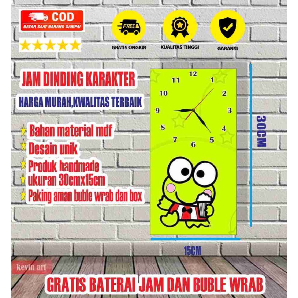 Jam Dinding Minimalis Modern Mewah Karakter Keroppi Serba Serbi Hadiah Kado Anak Murah Lucu Unik Terbaru Artistik