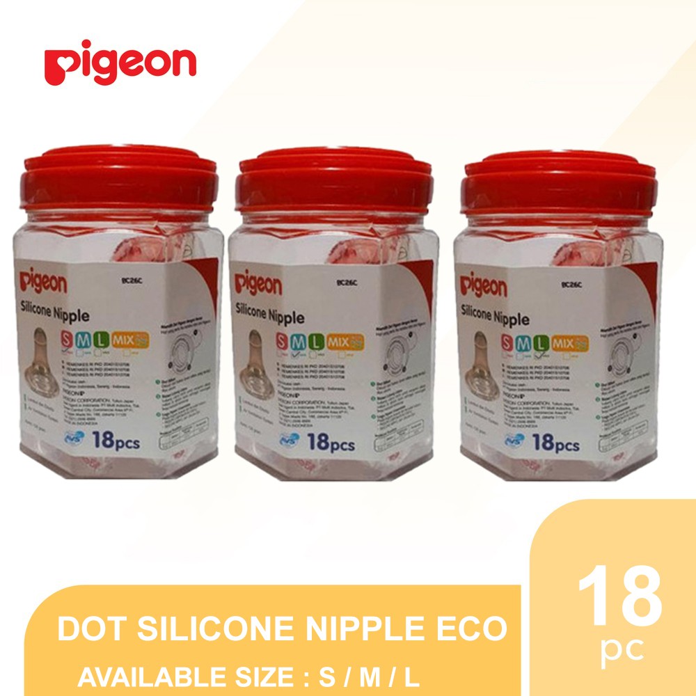 [TOPLES/18PCS] Pigeon Dot Bayi Silicone Eco ( S-M-L )